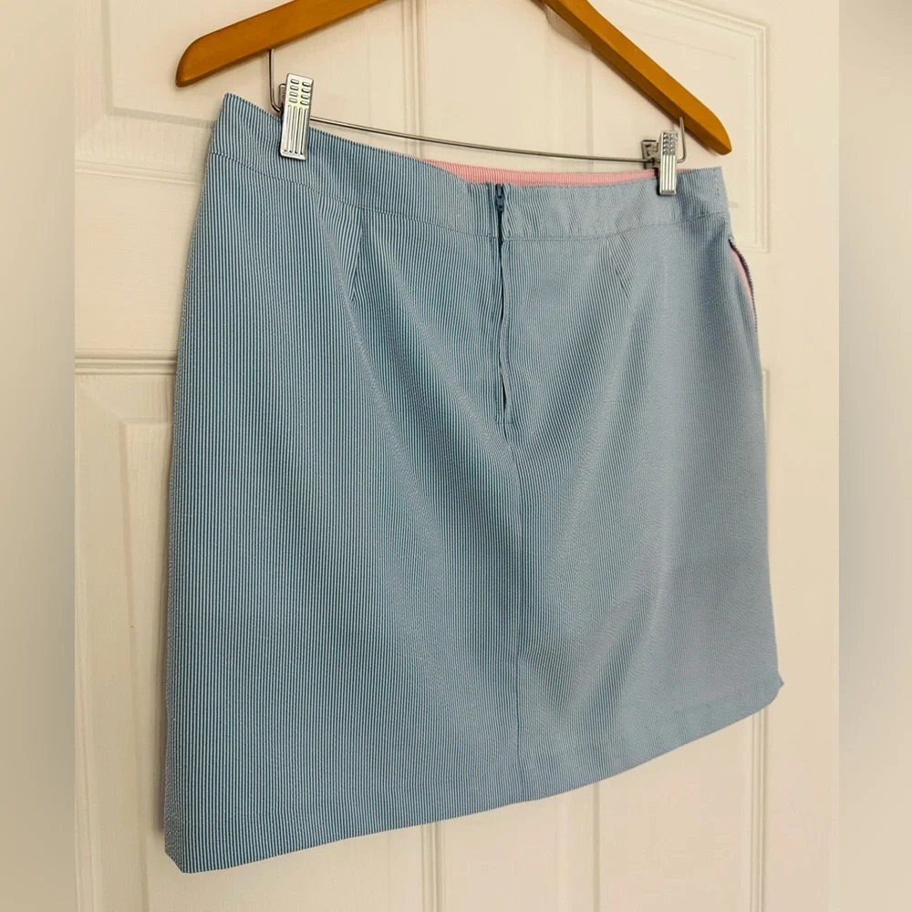Greg Norman Seersucker Light Blue Mini Skirt